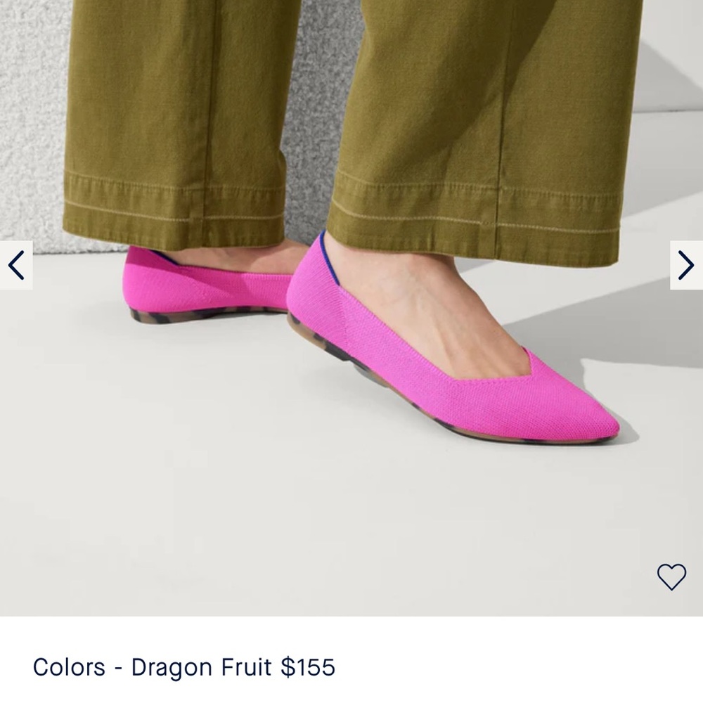 ROTHY’S: The Point 1 [First generation Rothy’s Points], Dragonfruit, size 9.5